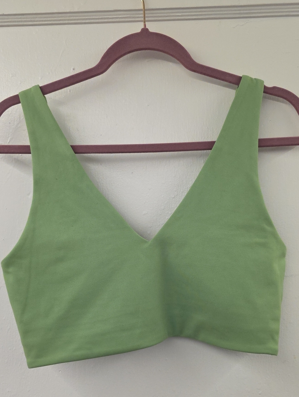Spiritual Gangster Green V-Neck Longline Sports Bra Size Medium Yoga Activewear